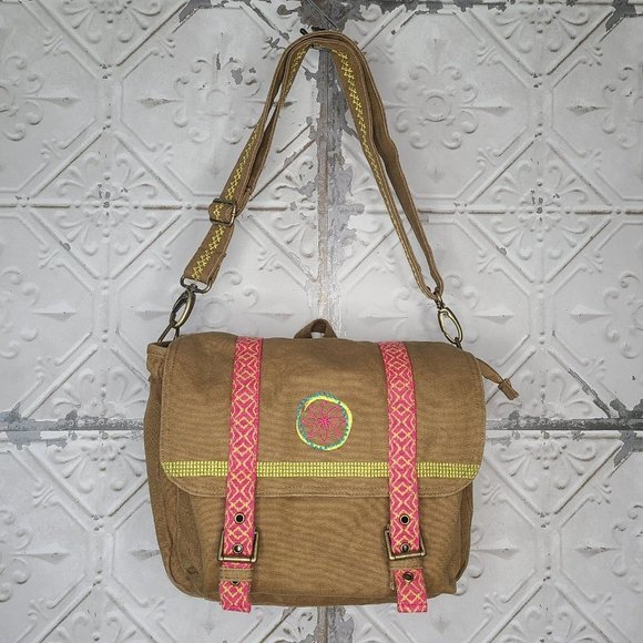 American Girl Handbags - American Girl Lea Clark Messenger Bag For Girls Canvas Bag Embroidered Floral